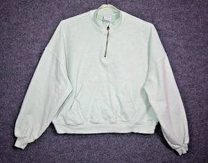 Gymshark Rest Day Sweats 1/2 Zip Pullover Women Large Light Green Oversized EUC - Picture 1 of 4