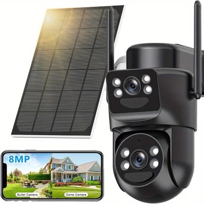 SANSCO 5G WiFi Solar PTZ Security Camera 4MP 2-Way Audio Dual Lens Wireless IP66 Motion