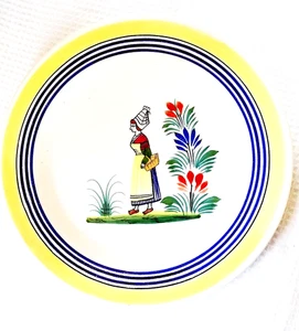 RARE Henriot Quimper 9 1/2" PLATE FROM "ROTISSIERE NORMANDE" RESTAURANT FRANCE - Picture 1 of 2