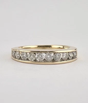 Designer 14k Yellow Gold .60ct Diamond Stacking Wedding Half Eternity Band Ring - Image 1 of 4