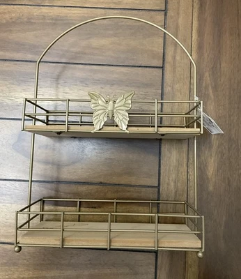 Dolly Parton 2 Tier Butterfly Serving Tray Server Shelf Wood and Metal Signature - Image 1 of 4