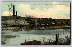 Vintage Postcard – General View of B. & M. Copper Smelter, Great Falls Montana – - Picture 1 of 2