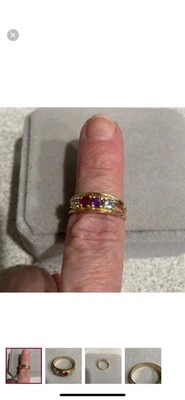 Vintage Multi Piedras Preciosas Oro Amarillo Sólido 10k "Anillo de Madre" Talla 6.75 Foto 1 de 4