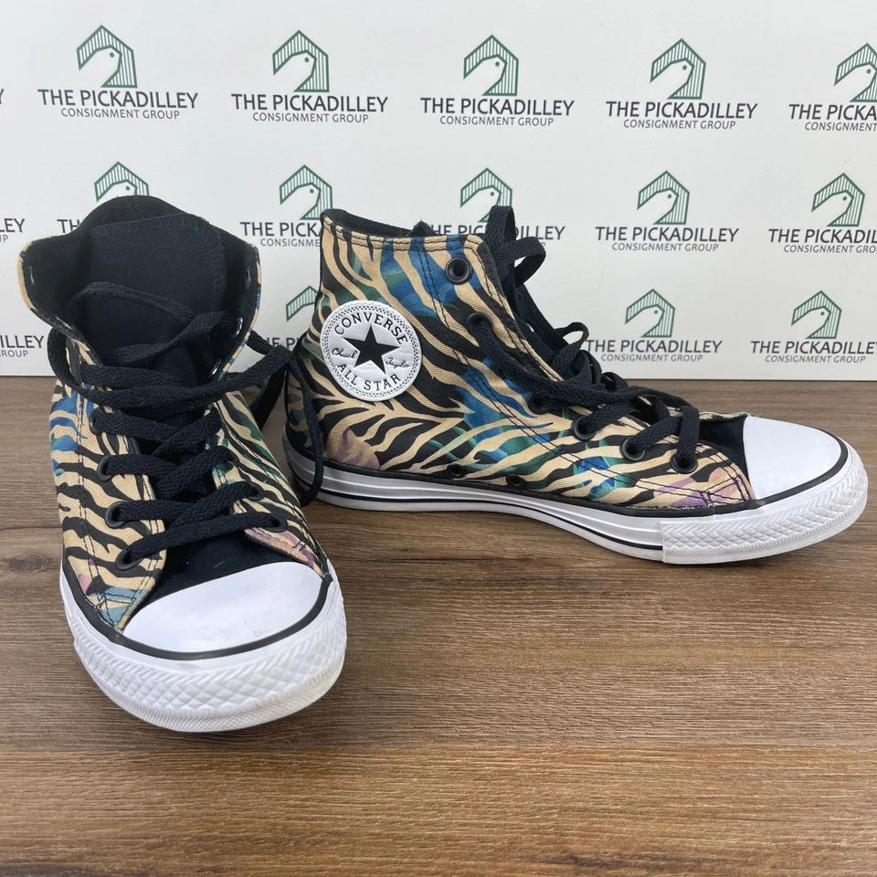 Zapatillas altas Converse All Star estampado cebra multicolor para mujer talla 8 Foto 1 de 4
