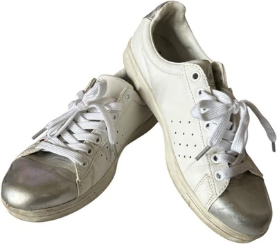 Zapatillas de cuero para mujer Le Coq Sportif 26 cm blancas plateadas puntera usadas Foto 1 de 4