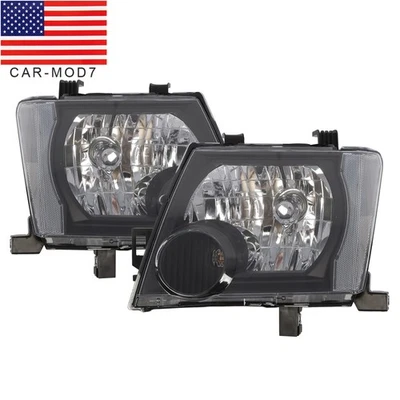 Black Headlights Headlamps Replacement Left+Right For 2005-2015 Nissan Xterra - Image 1 of 4