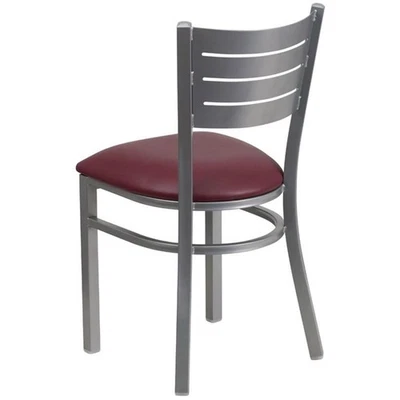 Flash Furniture Restaurant Dining Chair in Burgundy and Silver - Image 1 of 4