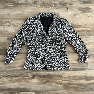 Blazer ajustado con estampado de leopardo HeartSoul para mujer XL mangas acanaladas Foto 1 de 3