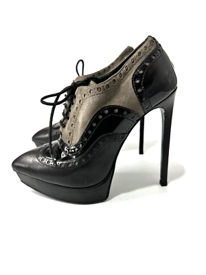 Saint Laurent Nappa Patent Suede Tribtoo 105 Lace Up Booties Black Size 36 EU - Image 1 of 4