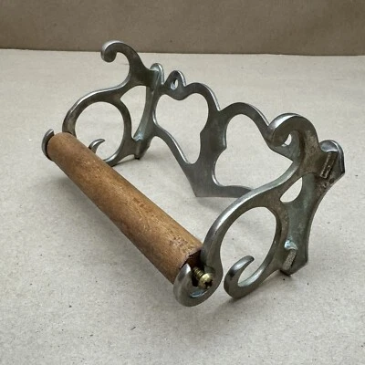Antique c1900’s Nickel Plated Brass Toilet Paper Holder Vintage Bathroom - Image 1 of 4