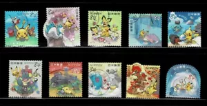 Japan 2021 Pokemon Card Stamps  84Y Complete Used Set Sc# 4518 a-j - Picture 1 of 1
