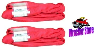 Qty. 2, 10' RED, ROUND SLING, ENDLESS LOOP, CRANE RECOVERY LIFTING SLING STRAP - Bild 1 von 1