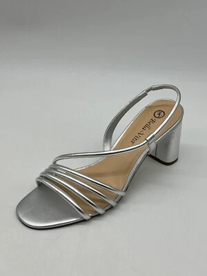 Bella Vita Zariah Metallic Silver Leather Slingback Heels Size 9.5 W Wide - Image 1 of 4