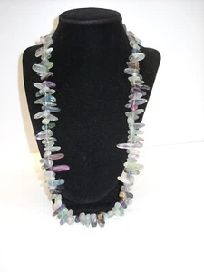 Collar de 24" con palo de piedra semipreciosa cristal de fluorita cruda plata esterlina #345 - Imagen 1 de 11