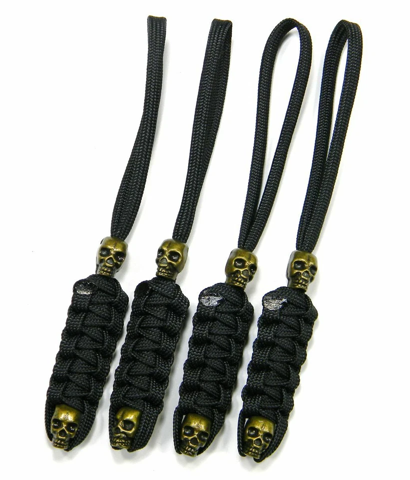 Tiradores de cremallera y cordones de cuchillo Paracord doble bronce calavera - veterano de EE. UU. Foto 1 de 1