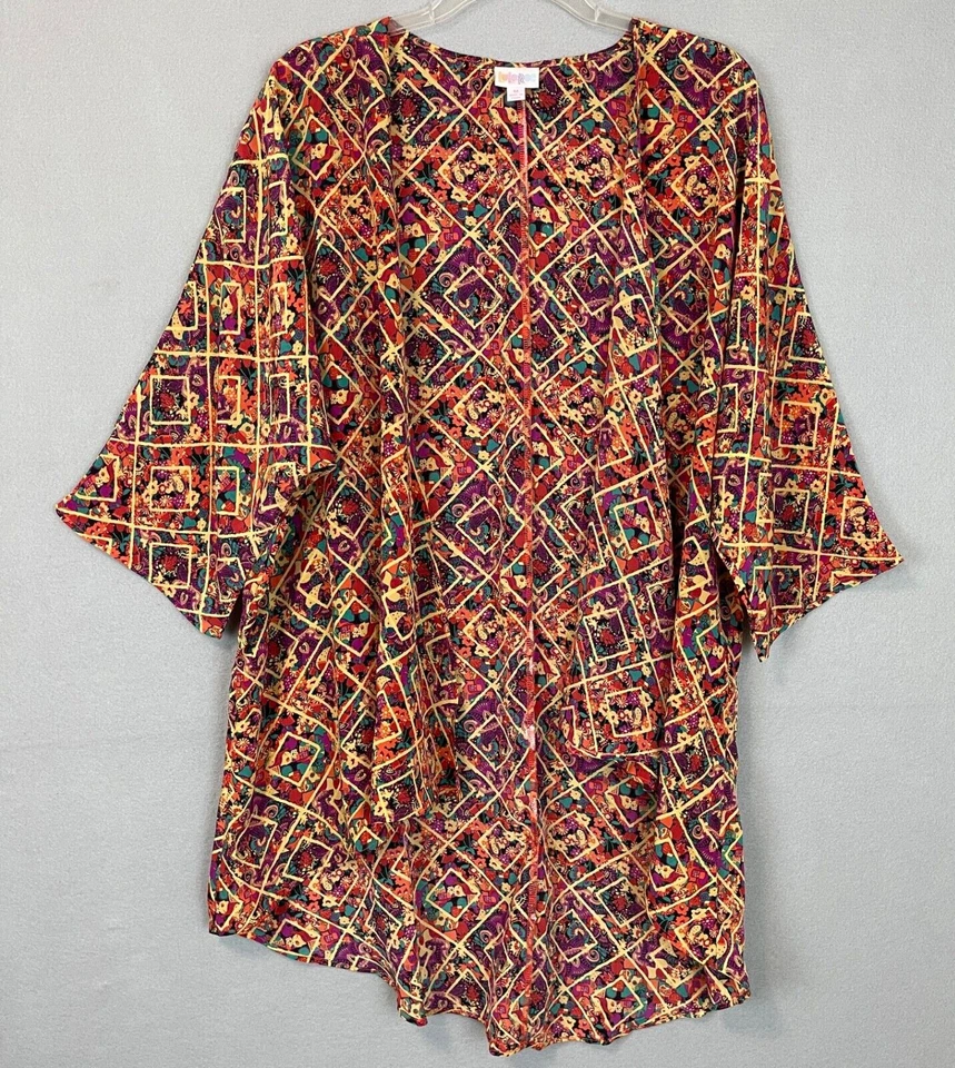 Lularoe Mujer Lindsay Fluido Frente Abierto Corto Kimono Hippie Hada Capricho Boho Foto 1 de 4