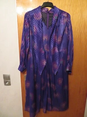 Wunderschönes Kleid violett nachtblau 70er Jahre mit Gürtel Vintage TOP - Bild 1 von 4