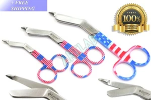 3pcs GERMAN LISTER BANDAGE SCISSORS EMT SHEARS W/ USA FLAG 3.5",4.5",5.5" - Picture 1 of 12