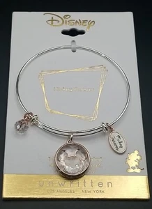 Mickey Mouse FOREVER Unwritten 14k Flash Plated Gold Bangle Bracelet NEW - JLY37 - Picture 1 of 10