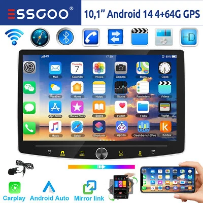 DAB+ 4+64GB Android 14 Carplay Autoradio GPS Navi 1 DIN 360° Drehbar Bildschirm - Bild 1 von 4