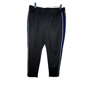 Jack and Jones Mens Tapered Vega Pull On Pants Cropped Gray Blue Stripe W33 L26 - Picture 1 of 12