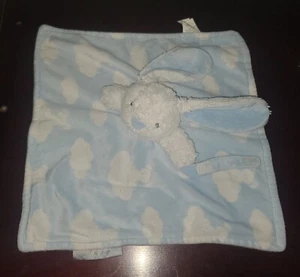 Blankets And Beyond Blue Bunny Rabbit 14" x 14" Lovey Security Blanket Clouds - Picture 1 of 6