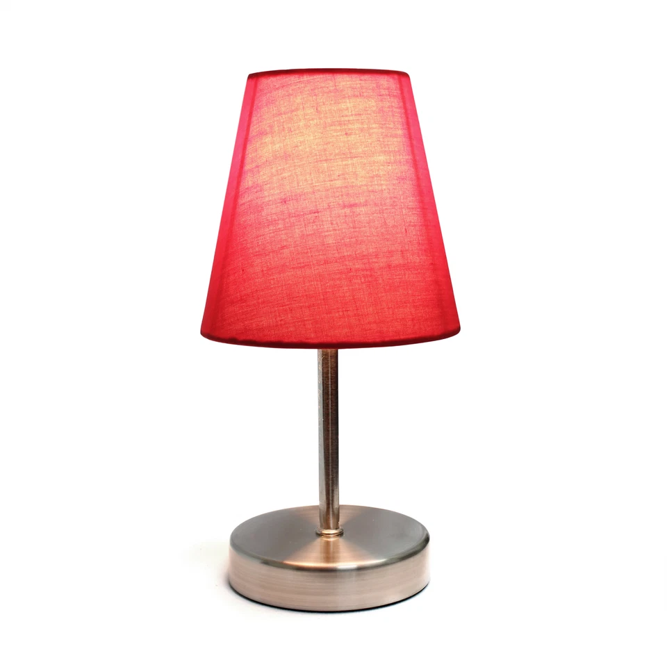 Simple Designs Home Lt2013-red Sand Nickel Table Lamp With Fabric Shade Red