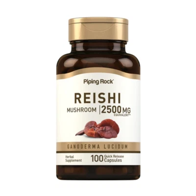 PIPING ROCK FUNGO REISHI 2500MG – 100 CAPSULE - DIFESE IMMUNITARIE, ENERGIA E BENESSERE