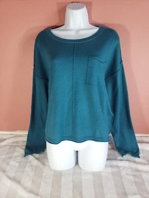 Suéter Sundance Lana Alpaca Cuadrado Parcheado Codo Manga Larga Turquesa Bolsillo L Foto 1 de 4