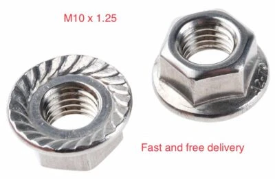 M10x1.25 Metric Fine Pitch Thread Flange Hex Nut Stainless Steel Nuts Sprocket  — 第 1/4 张图片