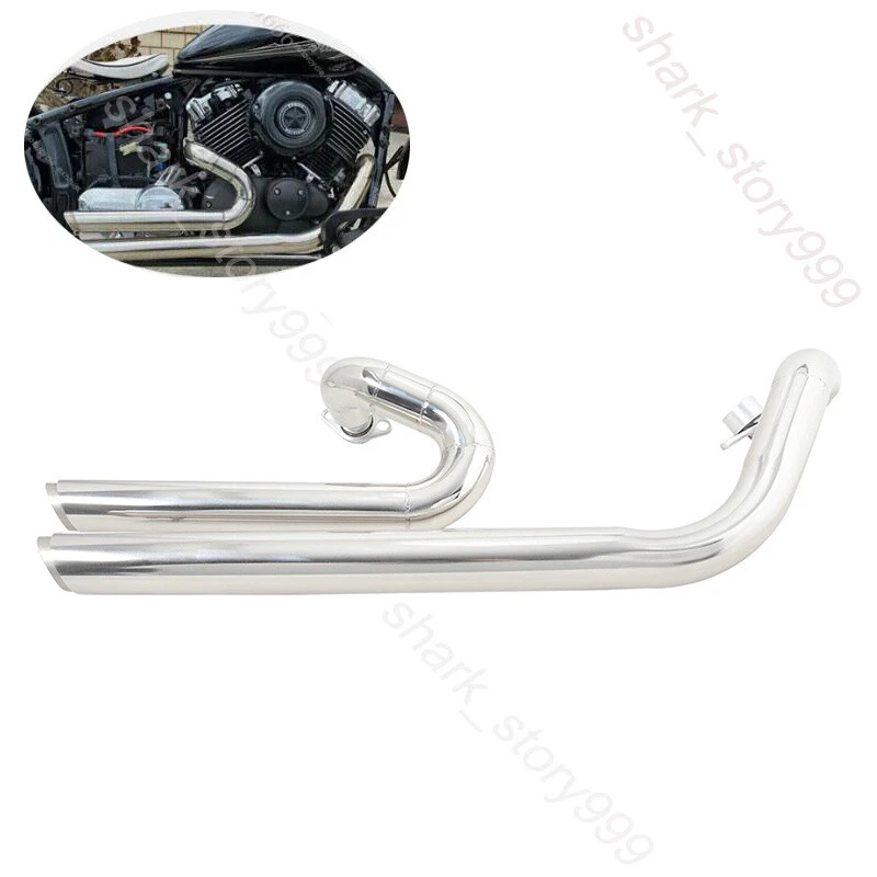 For Yamaha V Star 650 400 XVS 1998-2016 Slip On Full Exhaust System Iron Muffler - Image 1 of 4