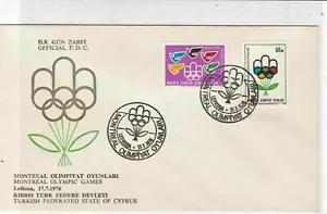Turkish Federated Cyprus 1976 Montreal Olympics Cancels FDC Stamps Cover Rf23570 - Picture 1 of 2