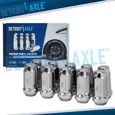 10 tuercas de rueda cromadas de 1/2""-20 para Taurus Flex Lincoln MKS MKT 1,9"" de altura Foto 1 de 4