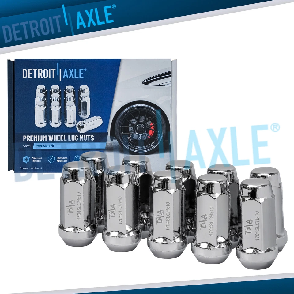10 tuercas de rueda cromadas de 1/2""-20 para Taurus Flex Lincoln MKS MKT 1,9"" de altura Foto 1 de 4