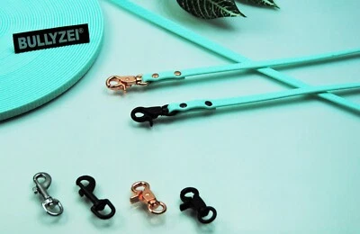 Bullyzei PVC Gummi Hundeleine 10mm Pastellblau abwischbar Schleppleine Welpe