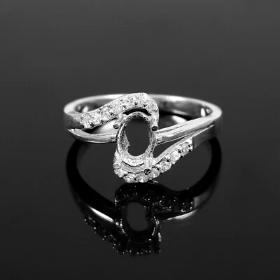Semi Mount Ring Stone Setting Size 7X5 MM Oval Shape 925 Sterling Silver Jewelry - Image 1 of 4