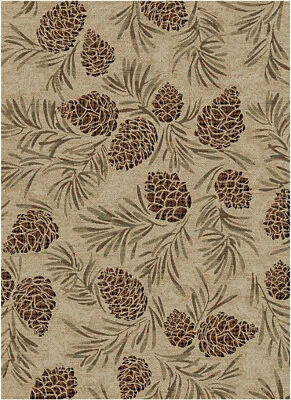8x10 Cabin Pinecone Leaves Rustic Lodge Area Rug  - Image 1 of 2