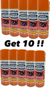 10x Rust-Oleum 271921 Acrylic Enamel 2X Spray Paint, Gloss Orange, 12 oz Each - Picture 1 of 4