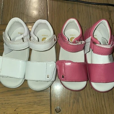 Sandalia punta abierta blanca y rosa Bobux SU, EU 20 Foto 1 de 4