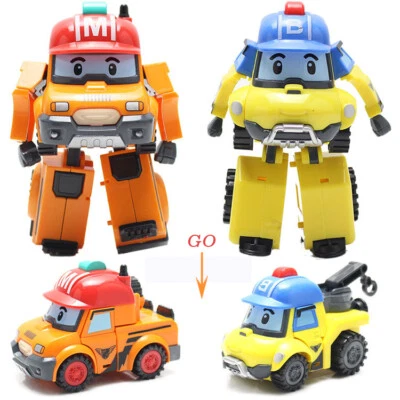 2Psc Robocar Roboter Poli Mark Bucky Auto Verformung bewegliche Puppe Spielzeug