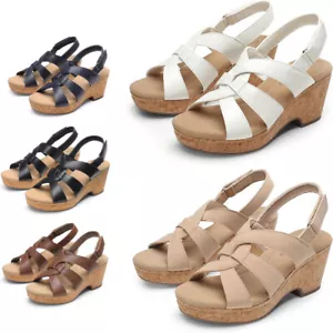 Women's Wedge Sandals Open Toe Platform Casual Dressy Cork Summer Dress Shoes - Picture 1 of 39