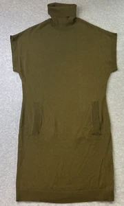 BARNEYS NEW YORK Turtleneck Cashmere Sleeveless Sweater Dress Olive S Italy NWT - Picture 1 of 15