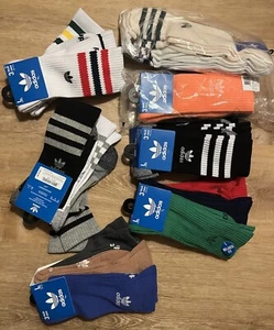 Men's L adidas ORIGINALS 3-pack Crew Socks trefoil logo Retro 3-Stripes options - Picture 1 of 37