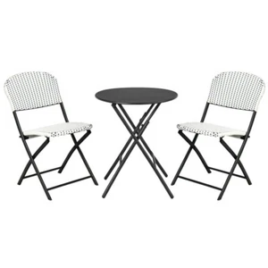Outdoor Patio Furniture Bistro Set PE Rattan Wicker Chairs & Round Dining Table - Picture 1 of 15