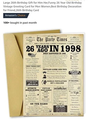 Tarjeta de cumpleaños 26, sin marca, tarjeta de felicitación, grande, beige Foto 1 de 4