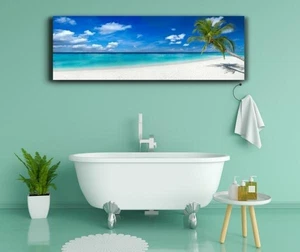 Weißer Strand Deko Glas Bild Wandbild Druck auf Glas in 224 x 63 cm - Bild 1 von 2