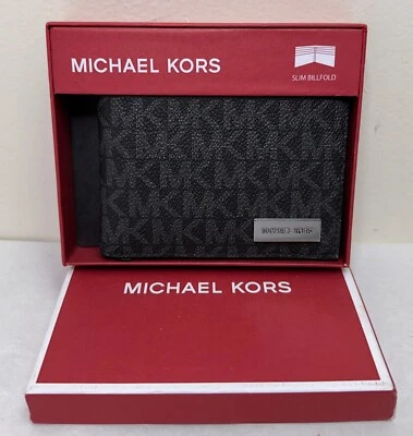 Michael Kors Harrison Gifting Mens MK Signature Slim Billfold Wallet in Box - Image 1 of 4