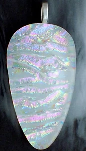 Dichroic Glass Pendant Northern Lights Aurora Rainbow Ice Glow Fused Glass Art - Picture 1 of 6