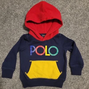 Polo Ralph Lauren Toddler 2T Logo Color-Blocked Fleece Hoodie Authenticated  - Picture 1 of 12