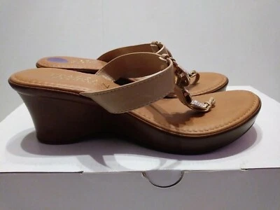 NUEVO Zapatero Italiano Talla 8.5 Sandalias, Marrón Cuña Acolchada Plantilla Zapatos, Nuevo Sin Caja Foto 1 de 4